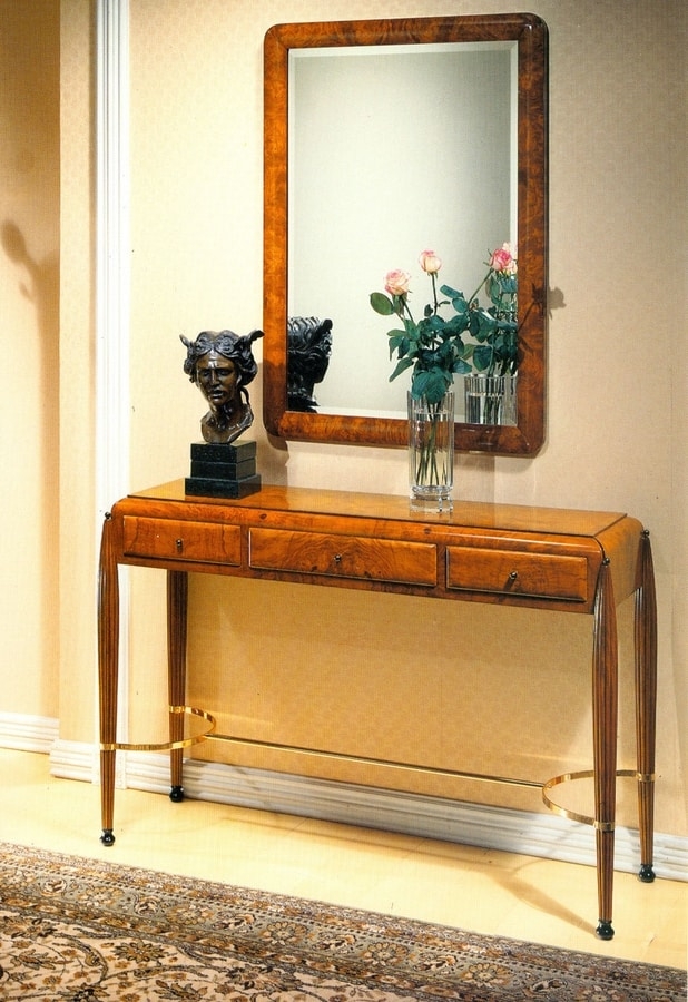 Console Table with Fluted Legs: Burl Wood Entryway Furniture