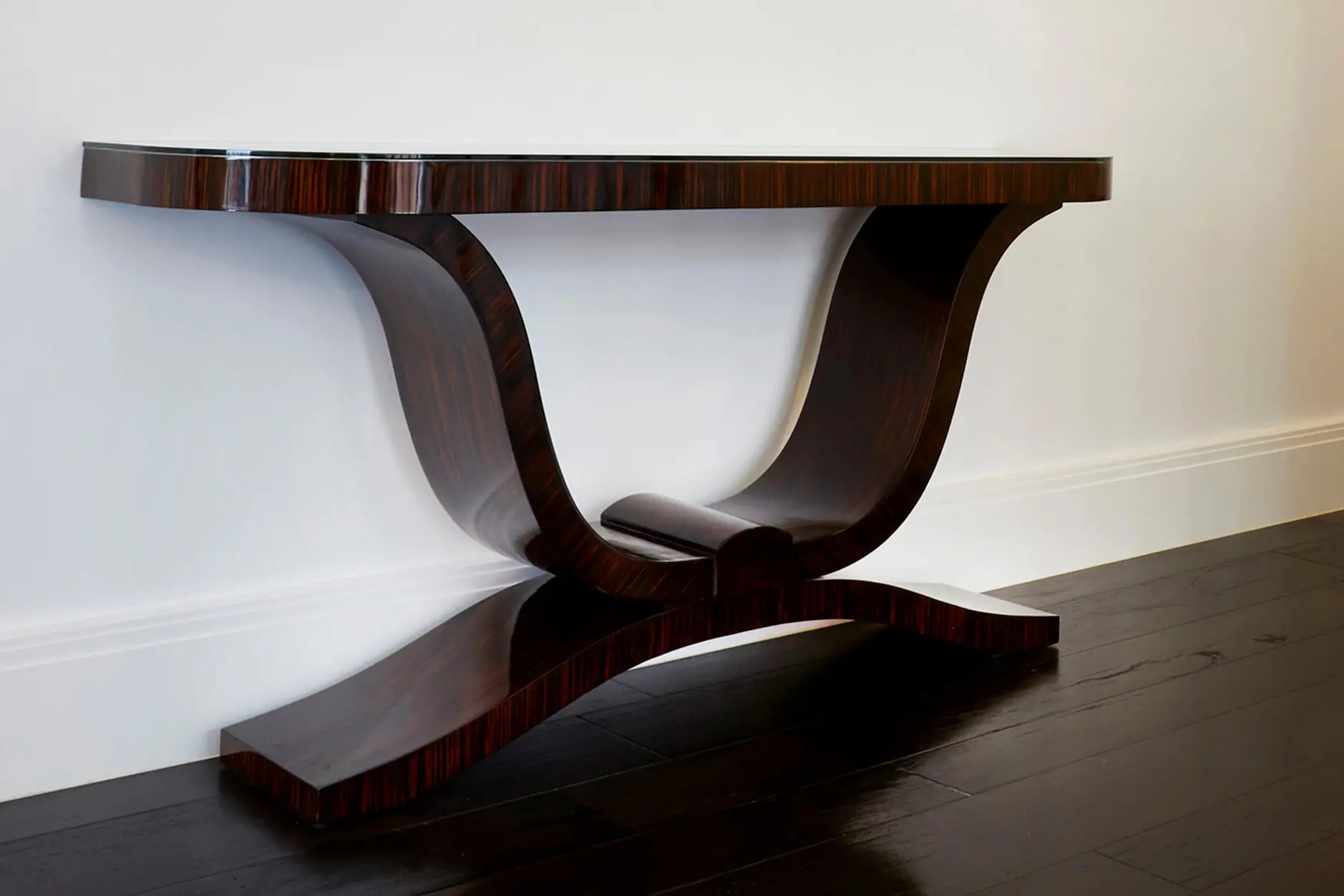 Console Table with Linear Grain: Sculptural Wood Hallway Table