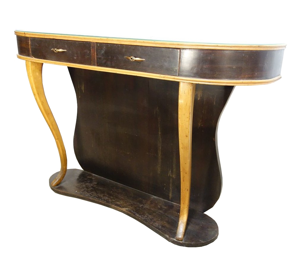 Console Table with Mirrored Top: Milanese Art Deco Console