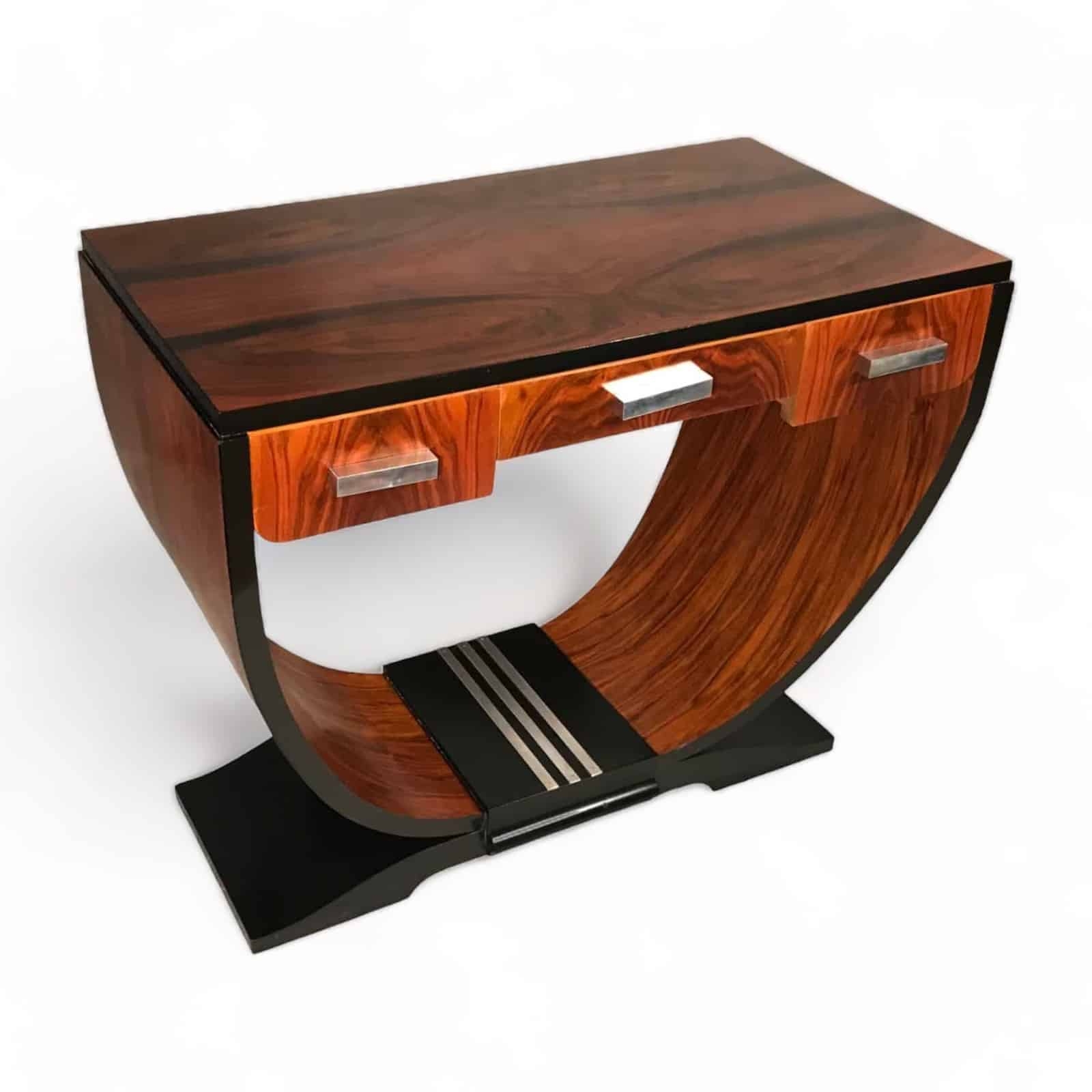 Console Table with Silver Inlay: Geometric Entryway Table