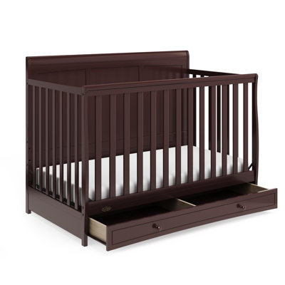 Convertible Crib: Espresso Brown Traditional Sleigh Crib Design