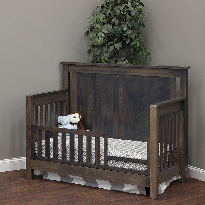 Convertible Crib in Charcoal Stain, Solid Back Panel Design