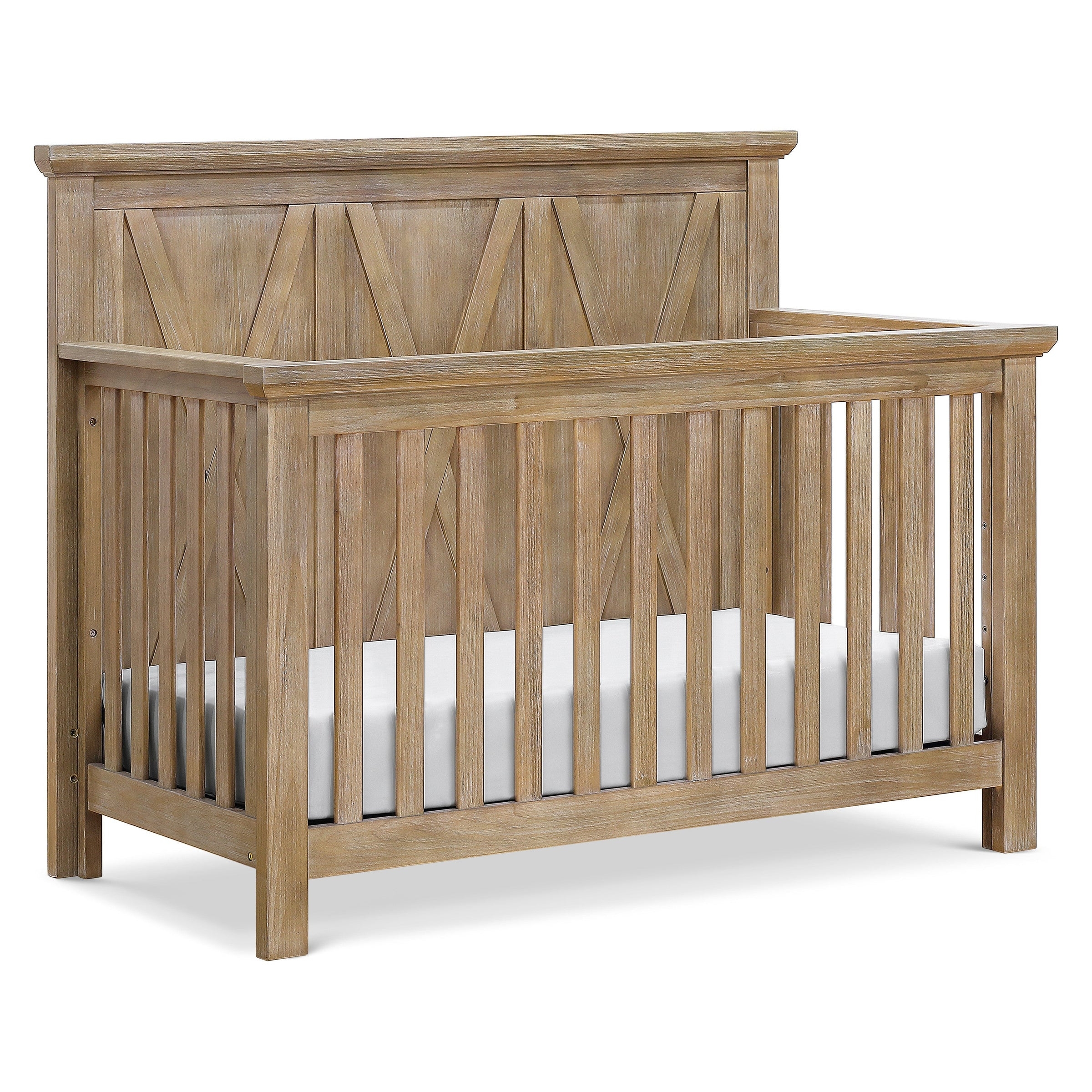 Convertible Crib with Cross-Brace Back and Weathered Tan Finish