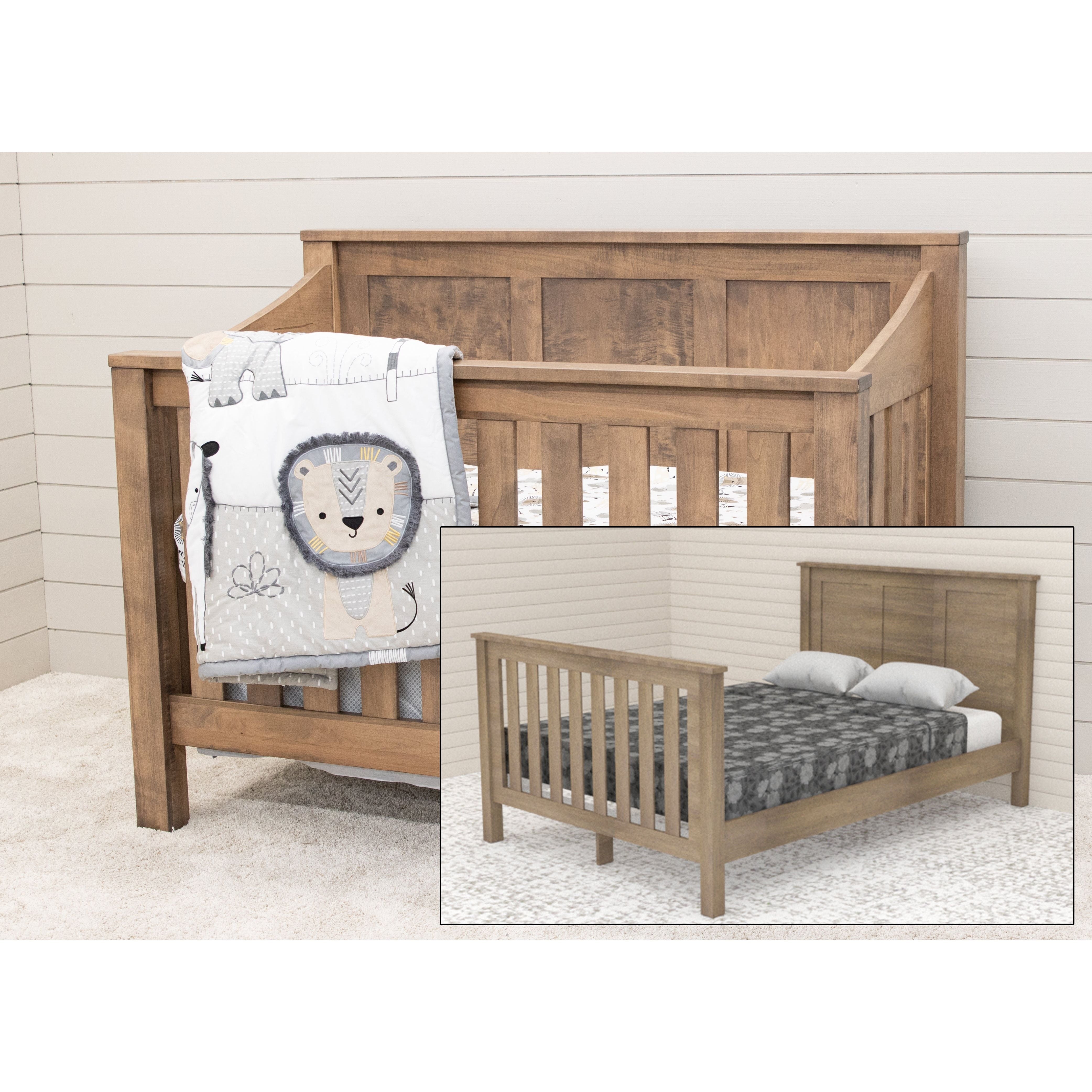 Convertible Crib with Mission Slats, Warm Maple Wood Finish