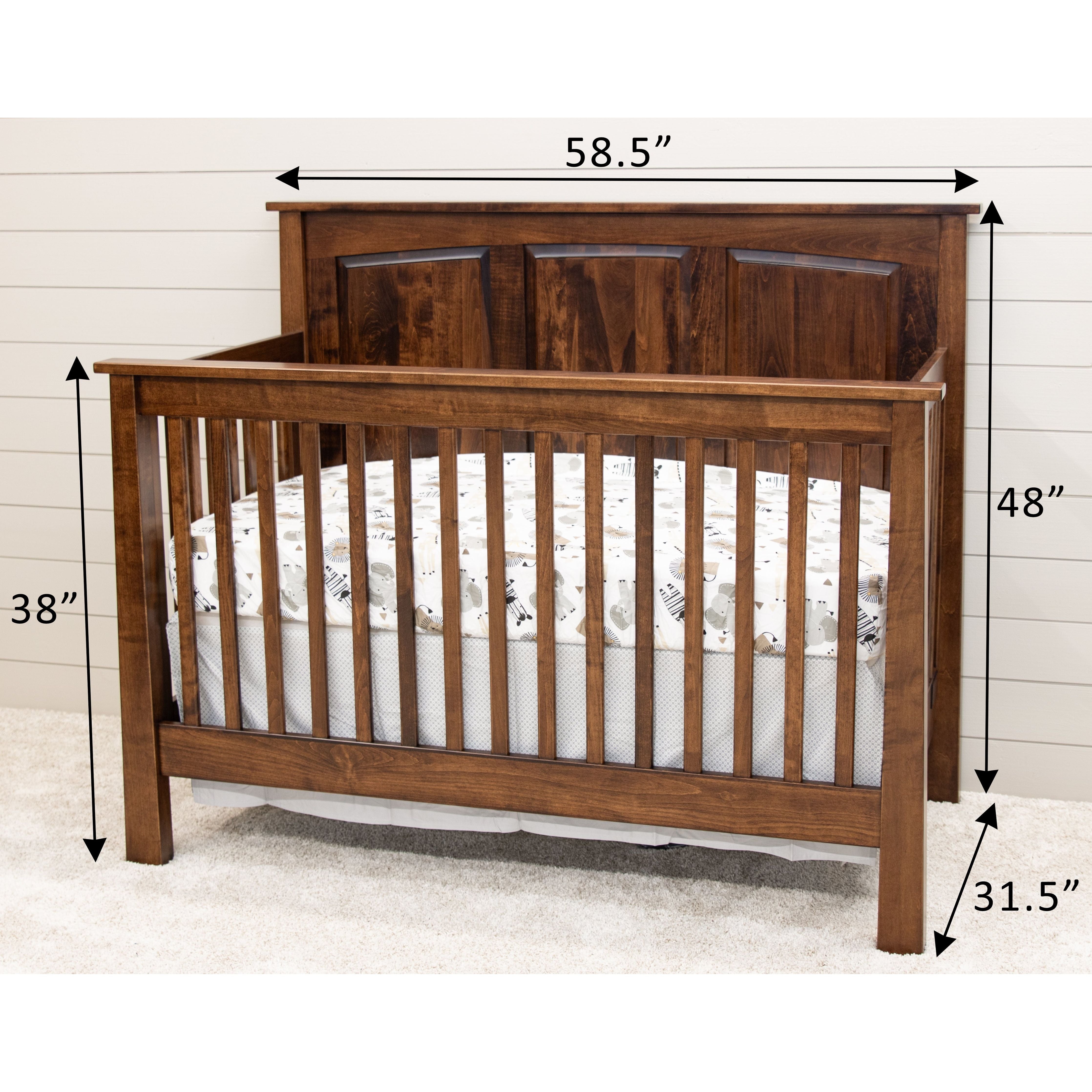 Convertible Crib with Shaker Panel Headboard and Asbury Brown