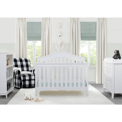 Convertible Crib with Textured White Finish, Arched Backboard