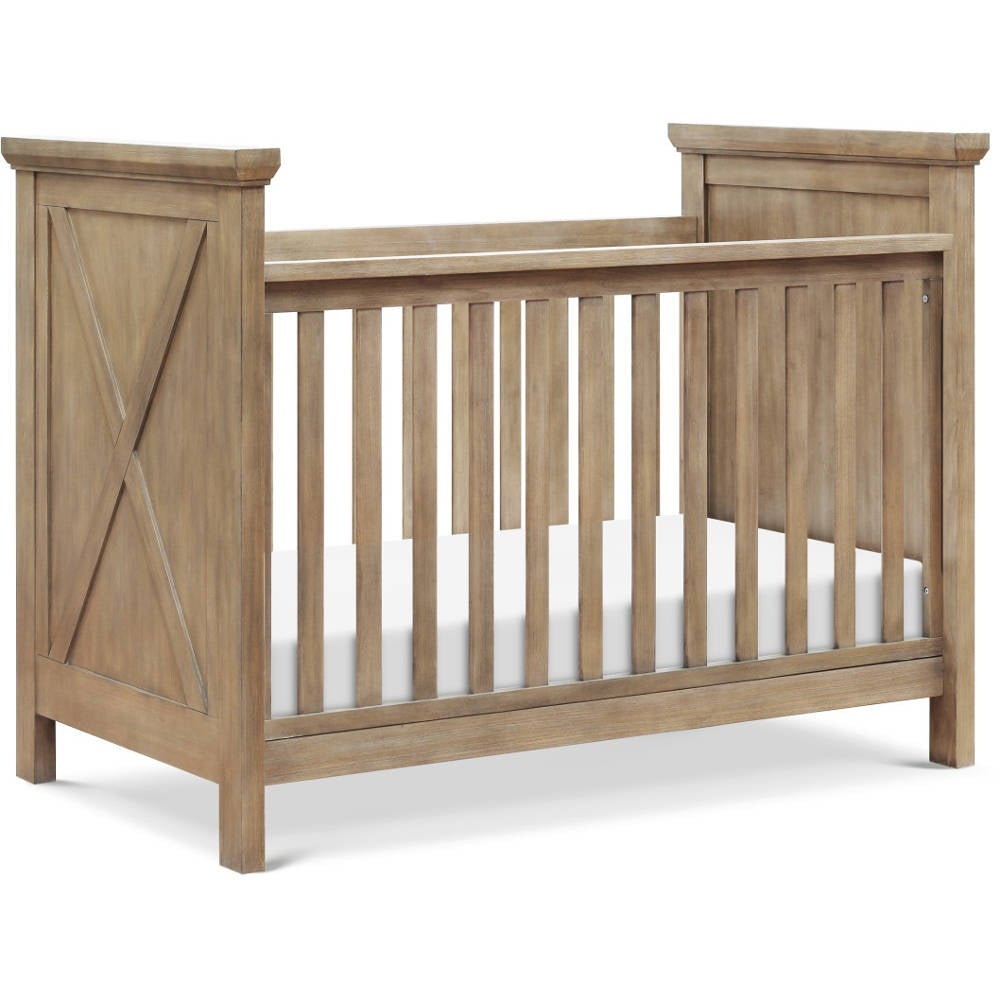 Convertible Nursery Crib with X-Brace Panels, Driftwood