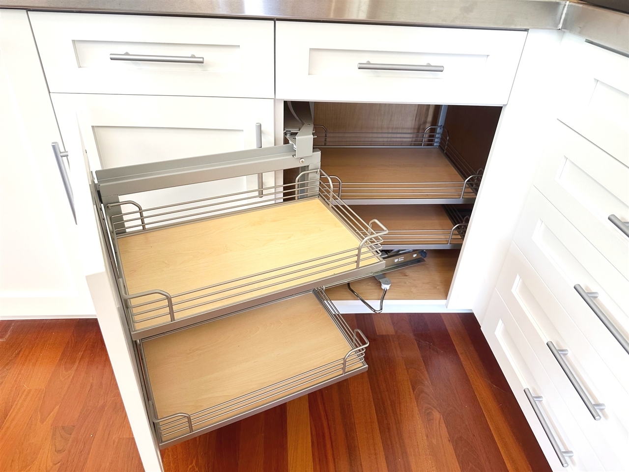 Corner Base Cabinet | Magic Corner Mechanism | White Shaker Unit