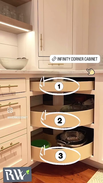 Corner Cabinet | Infinity Corner | Rotating Three Tier Shelves
