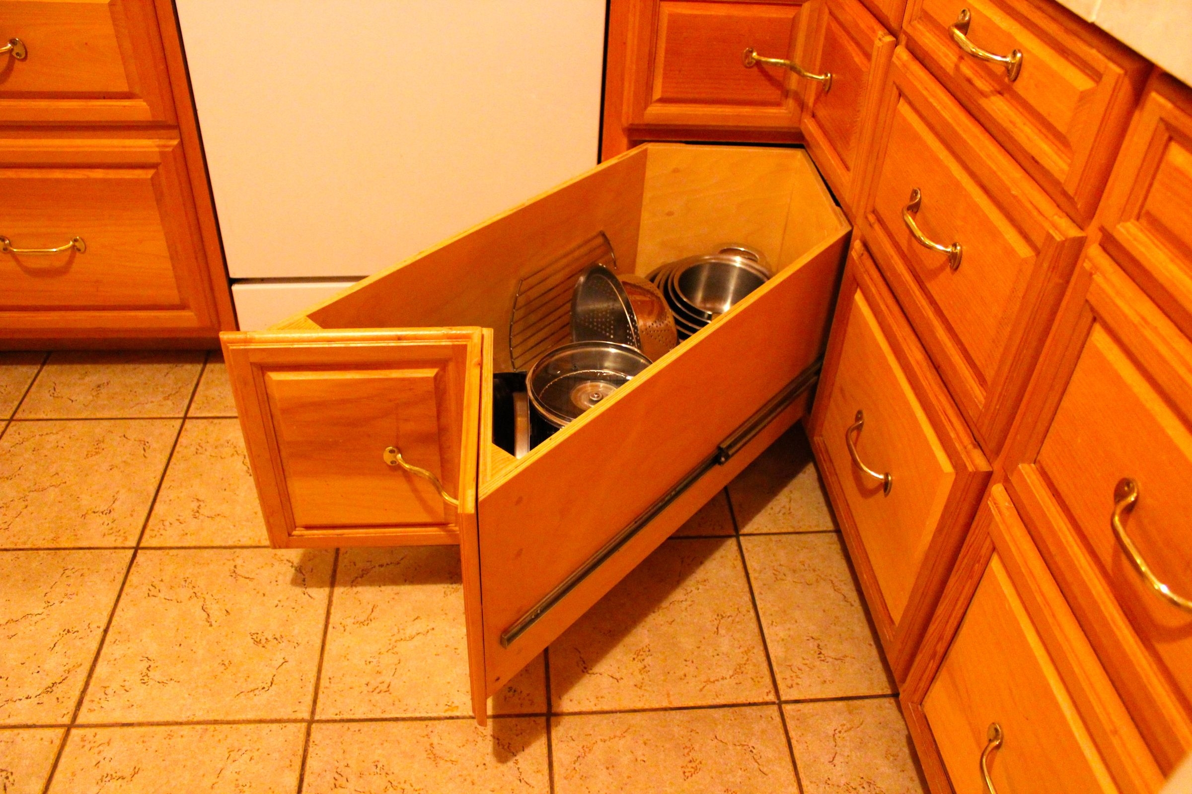 Corner Drawer | Honey Oak | Kitchen Corner Storage Solution