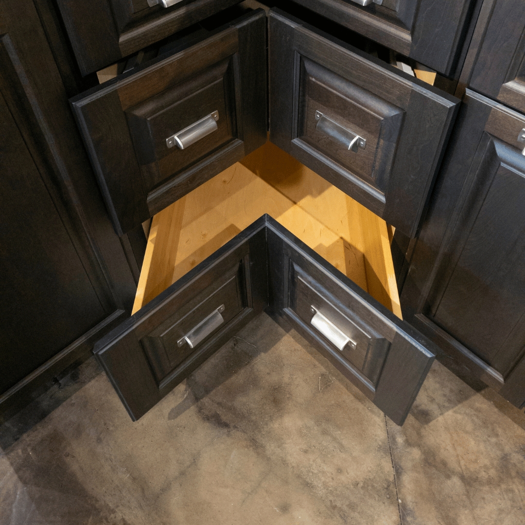 Corner Drawers | Solid Birch Interiors | Dark Espresso V-shaped