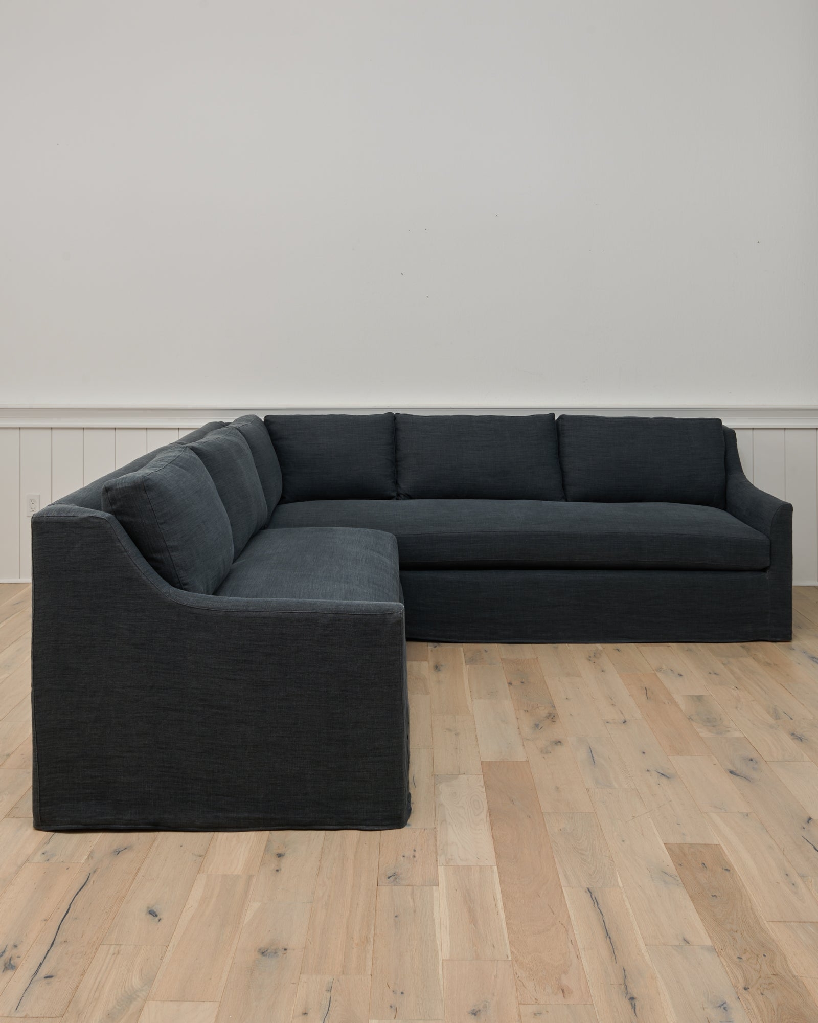 Corner Sectional Slipcovered Base Charcoal Sofa Style