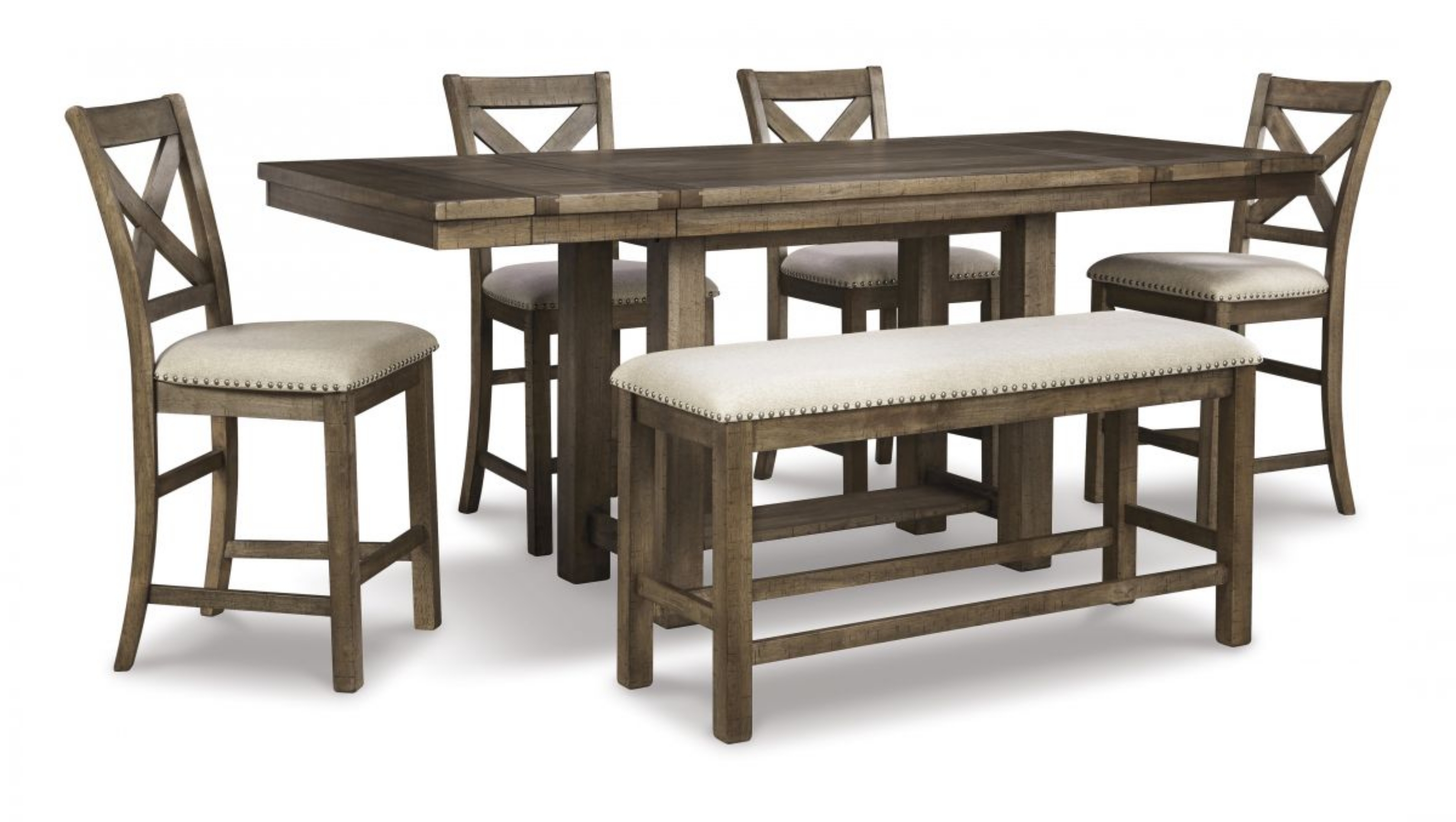 Counter Height Dining Set with Grayish Brown Finish