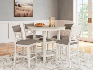 Counter Height Dining Set with Storage Pedestal and Lattice