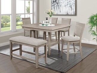 Counter Height Set with Lazy Susan White Oak Seating