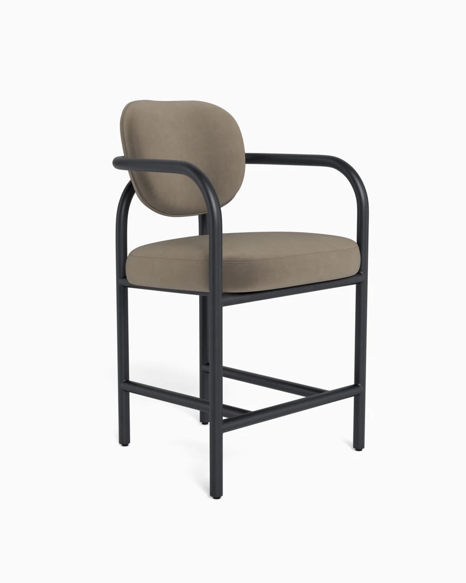 Counter Stool Arching Armrests and Matte Black Frame