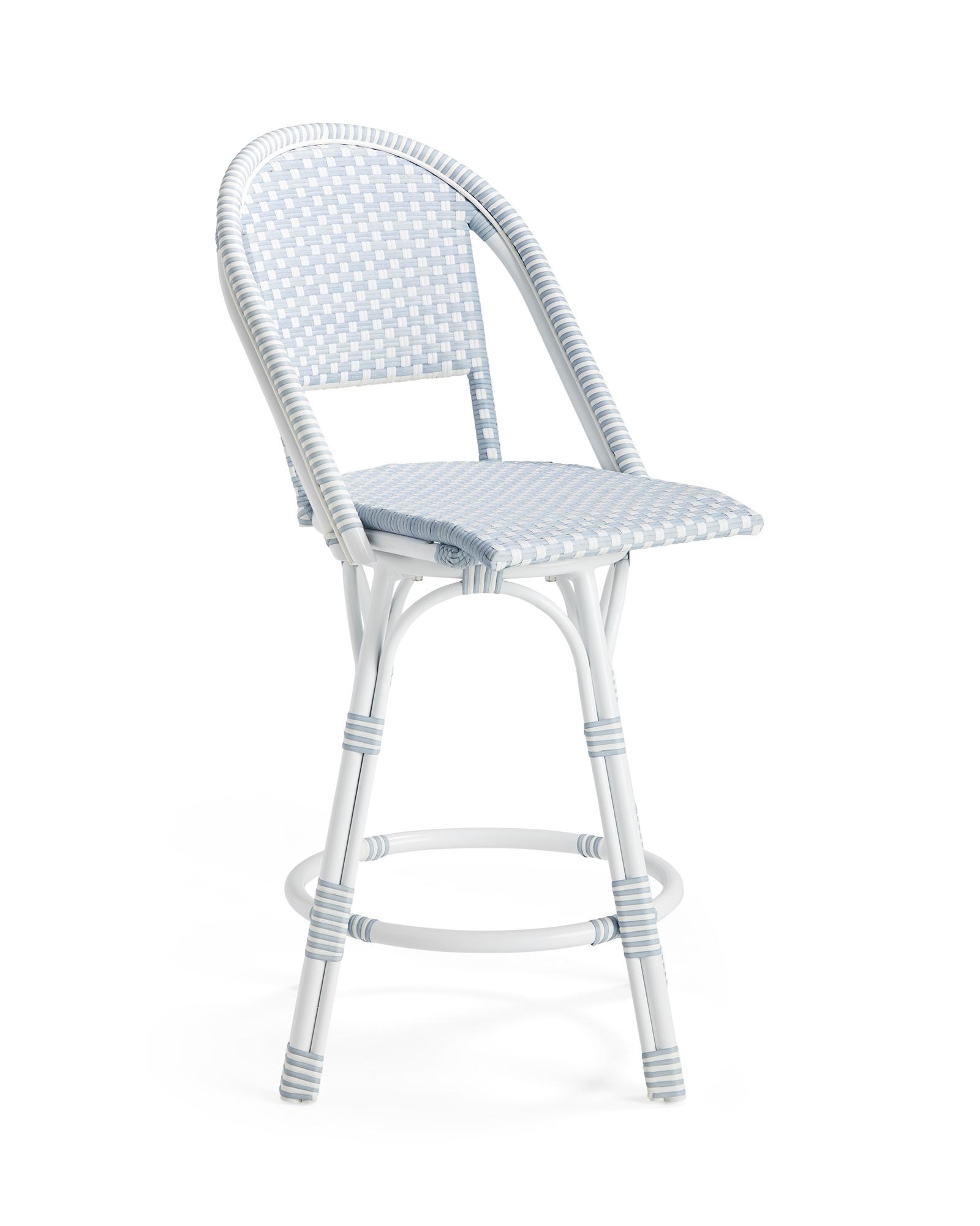 Counter Stool Checkerboard Weave Coastal Blue Swivel Stool
