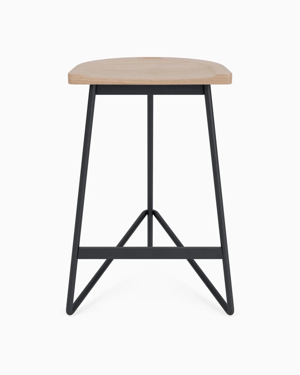 Counter Stool featuring Triangular Footrest and Backless