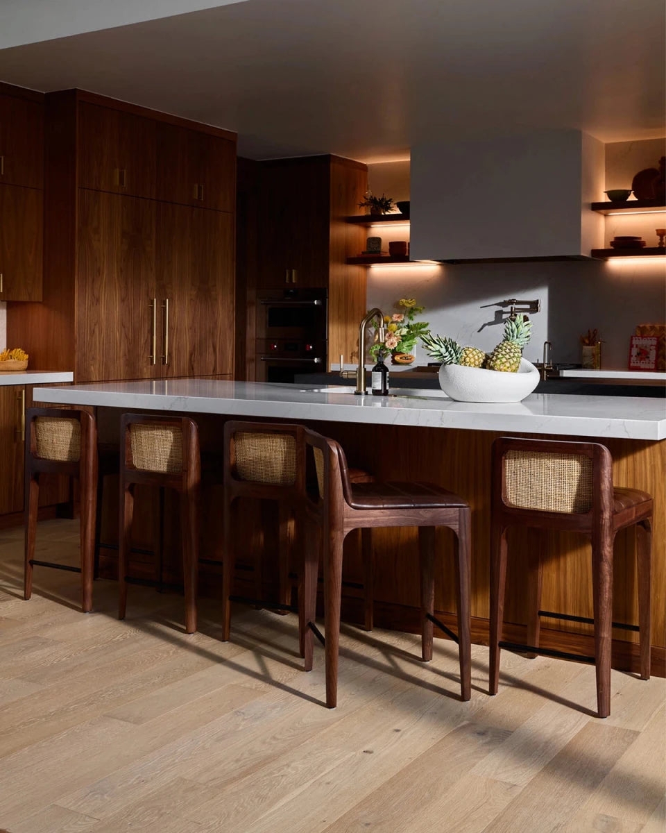 Counter Stool featuring Woven Cane Insert and Silhouette