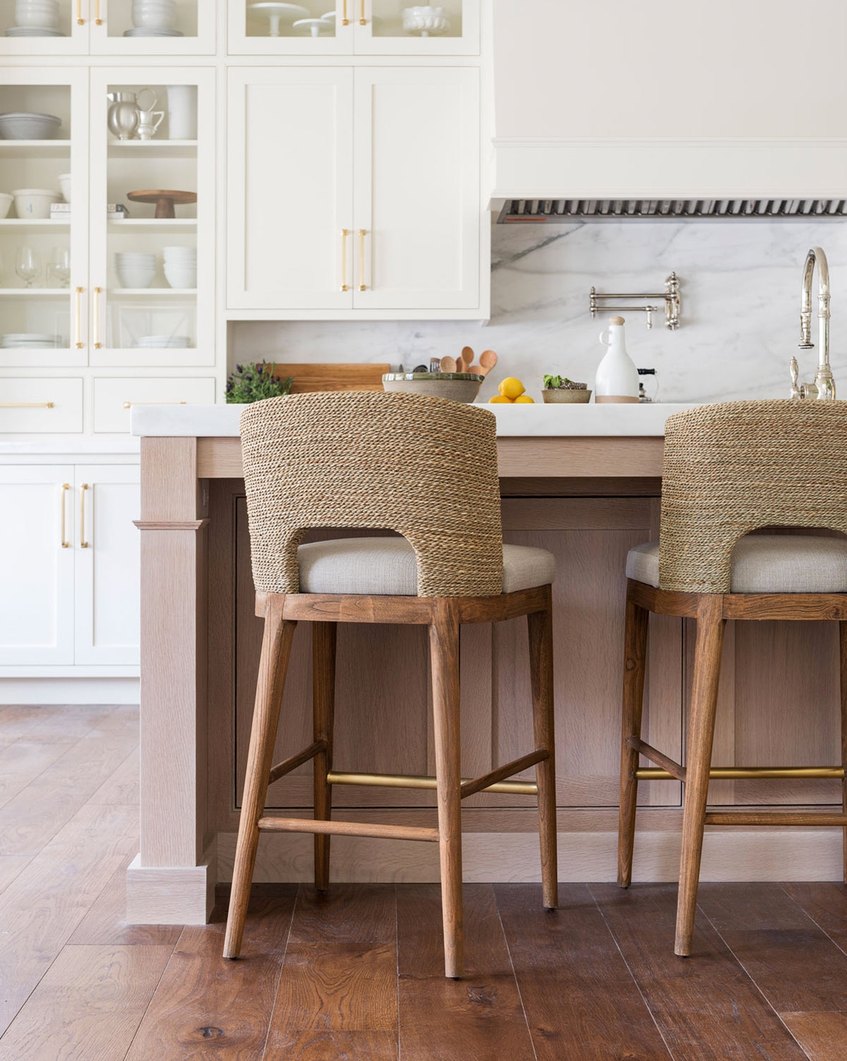 Counter Stool Gold Footrest Seagrass Back Counter Stool