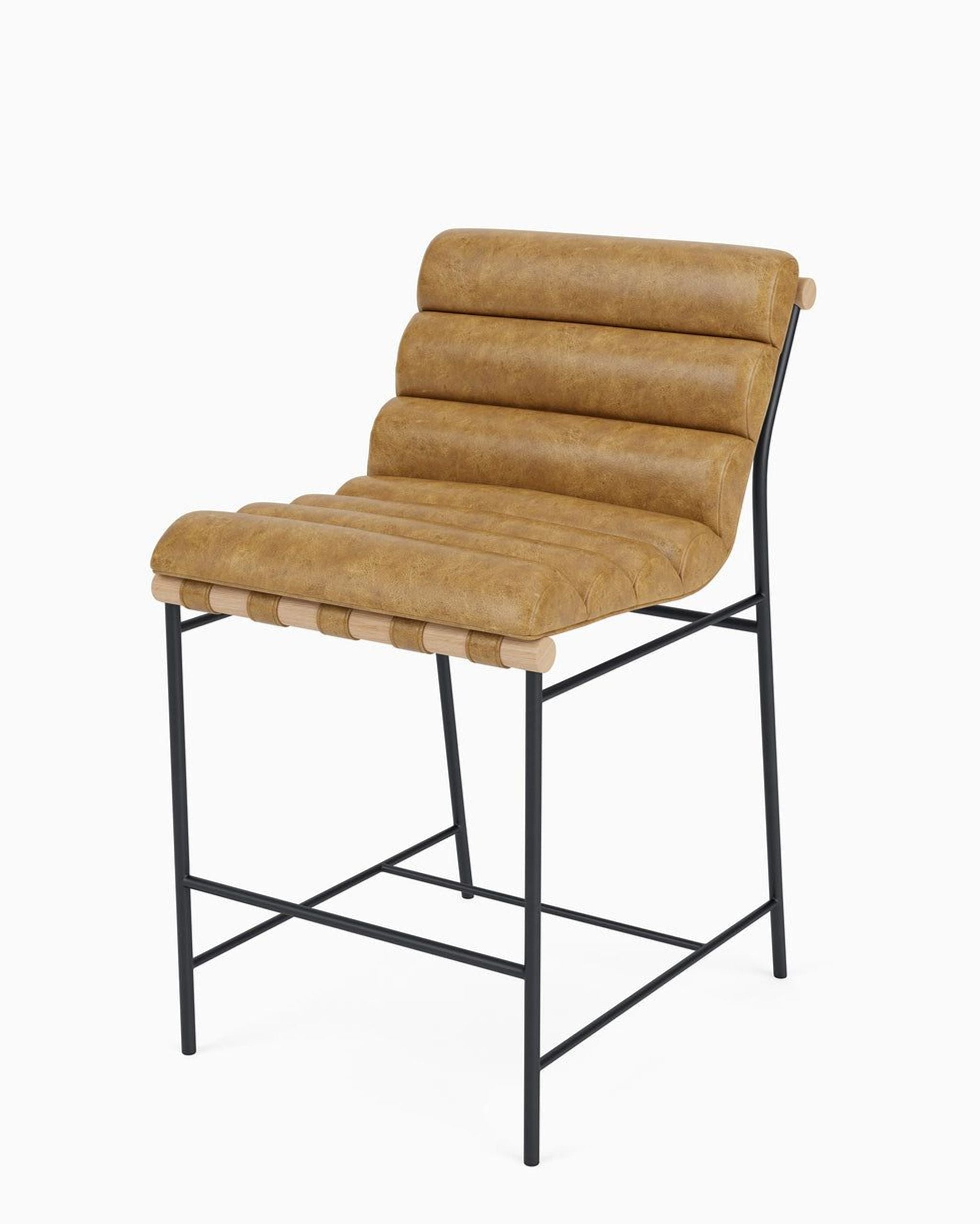 Counter Stool Sunflower Leather and Channel Tufted Seat