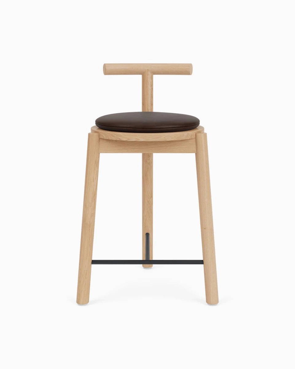 Counter Stool Tripod Base with Minimalist T-Shaped Back