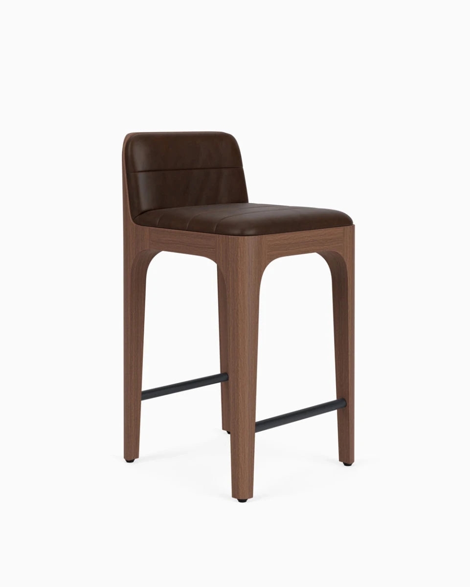 Counter Stool with Arched Side Frame and Walnut Brown