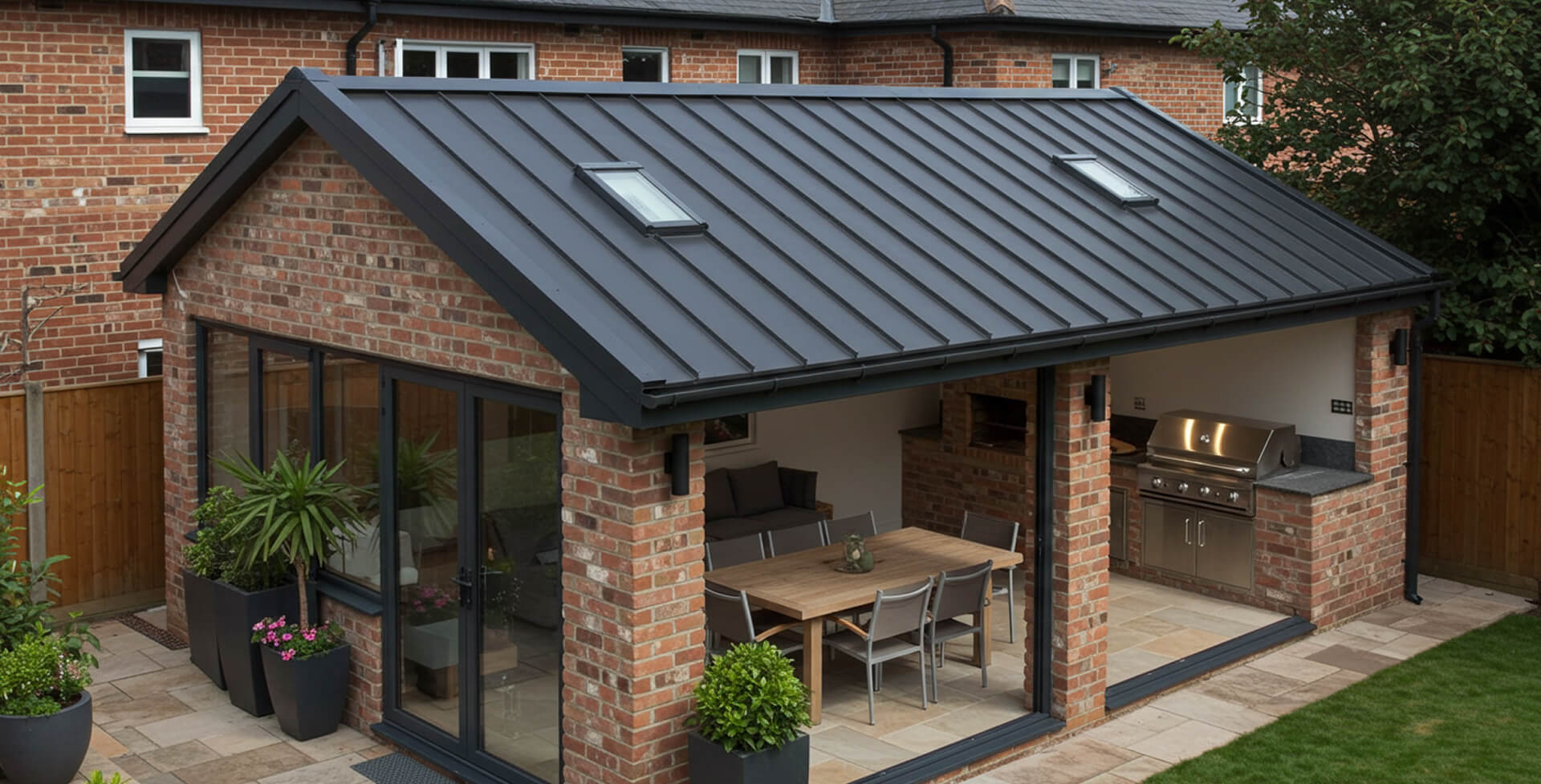 Covered Patio: Standing Seam Metal Roof Patio Design