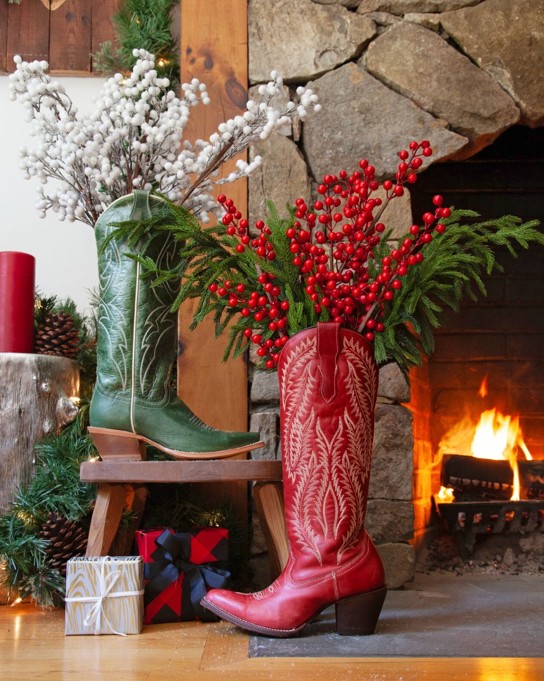 Cowboy Boot Vases Boot Vessels Rustic Western Holiday Hearth
