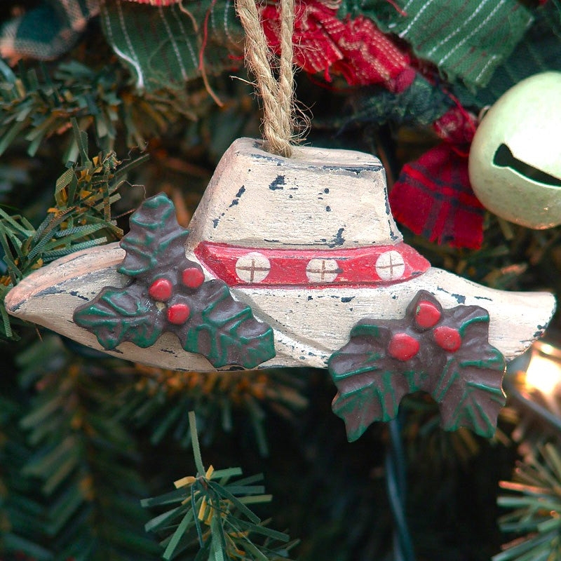 Cowboy Hat Ornament Distressed Cowboy Hat Western Holiday Decor