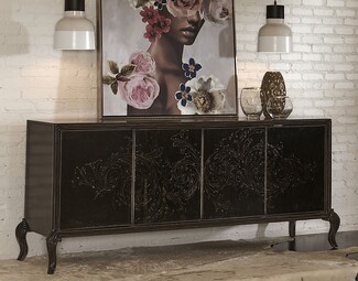 Credenza: Acanthus Leaf Carving Hollywood Regency Sideboard