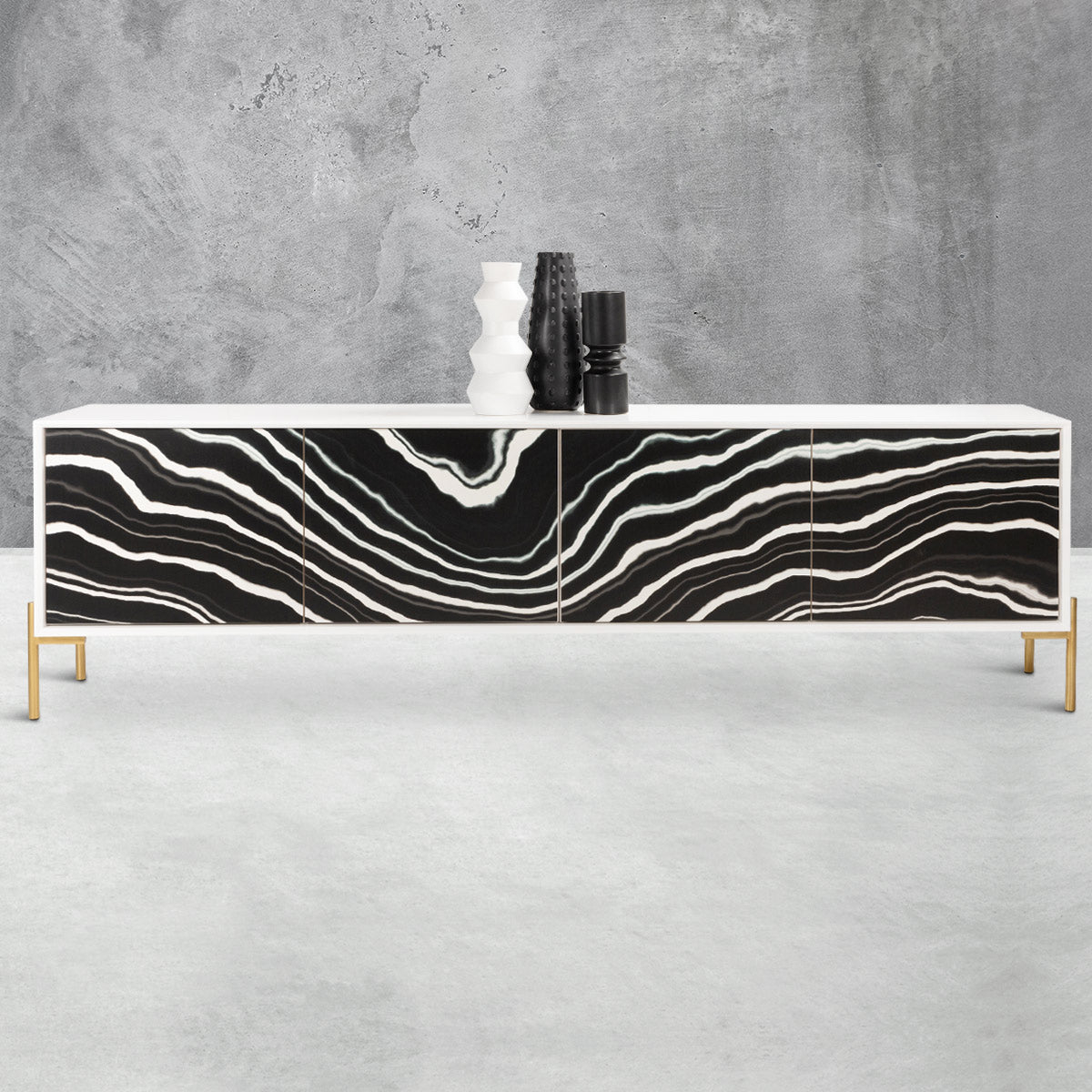 Credenza: Agate Print Front Organic Pattern Buffet Cabinet