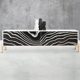 Credenza: Agate Print Front Organic Pattern Buffet Cabinet