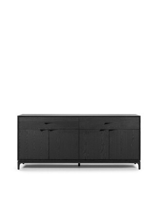 Credenza: Black Ash Grain Mid Century Black Buffet