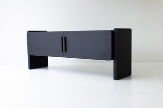 Credenza: Integrated Slab Legs Minimalist Matte Wood Cabinet