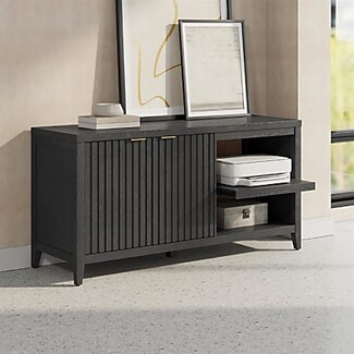 Credenza: Pull Out Printer Shelf Modern Printer Storage Cabinet