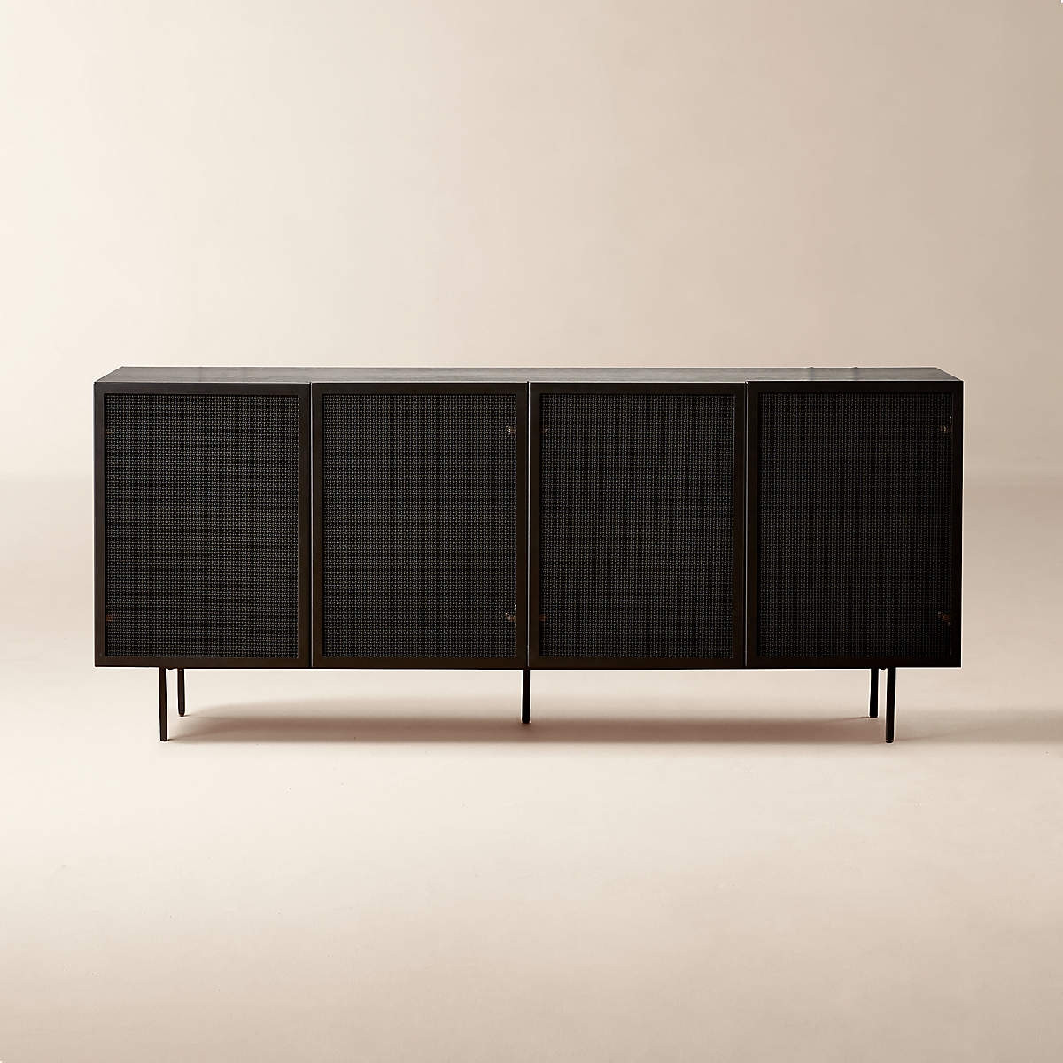 Credenza: Wire Mesh Doors Textured Metal Storage Cabinet