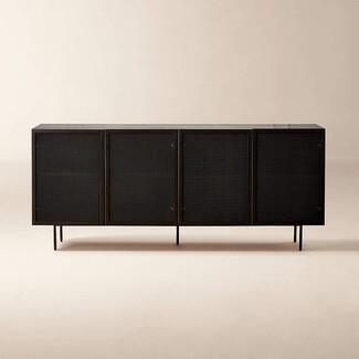 Credenza: Wire Mesh Doors Textured Metal Storage Cabinet