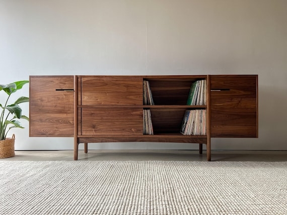 Credenza with Sliding Doors and Tapered Leg Wood Sideboard