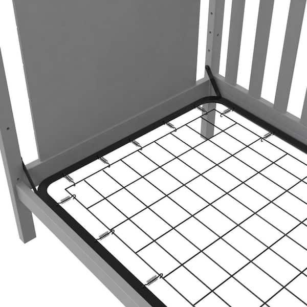 Crib Frame in Slate Gray with Coiled Spring Attachments Base