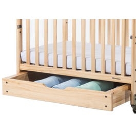 Crib Storage Drawer: Natural Wood Under-Crib Storage and Casters