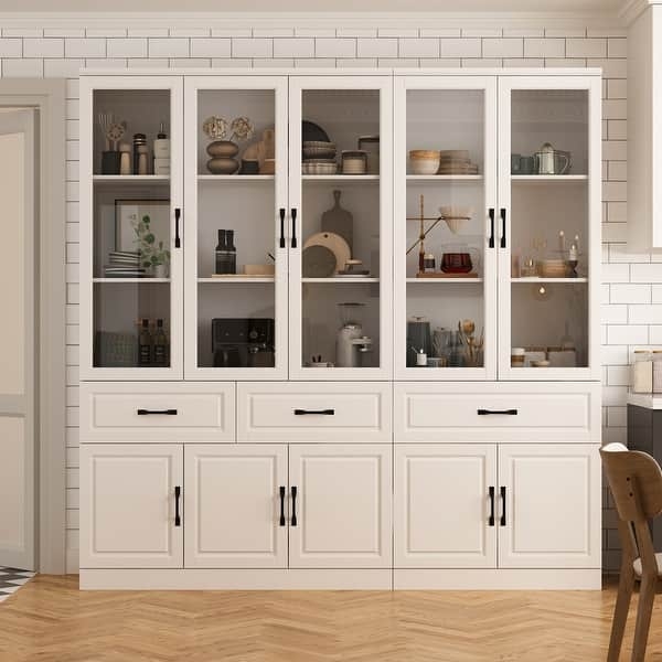 Curio Cabinet with Modular Design and Black Hardware