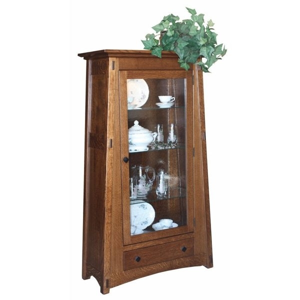 Curio Cabinet with Tapered Profile and Mission Style