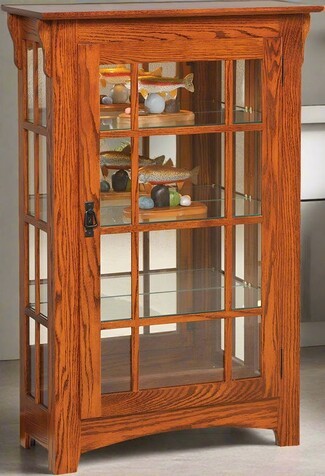 Curio Cabinet with Windowpane Mullions and Glass Door