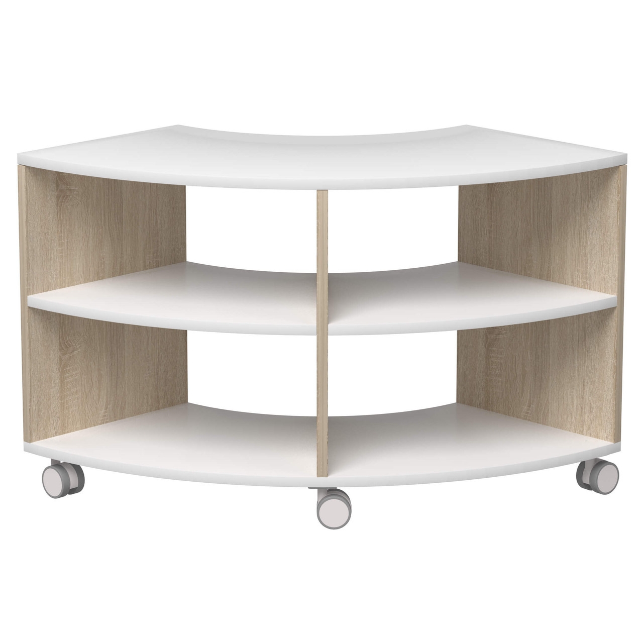 Curved Shelving Unit Swivel Casters Low Dual Access