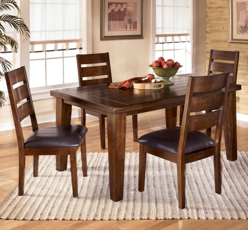 Dark Dining Set with Espresso Ladder Back Chairs and Plank Top
