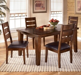 Dark Dining Set with Espresso Ladder Back Chairs and Plank Top