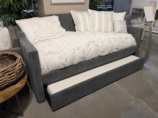 Daybed with Charcoal Upholstery and Square Track Arms