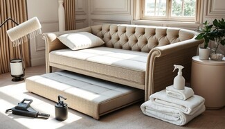 Daybed with Diamond Tufting and Rolled Traditional Arms