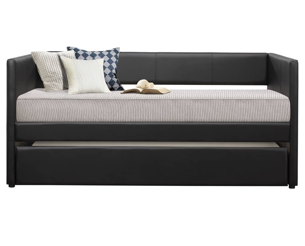 Daybed with Leather Like Frame and Matte Black Finish